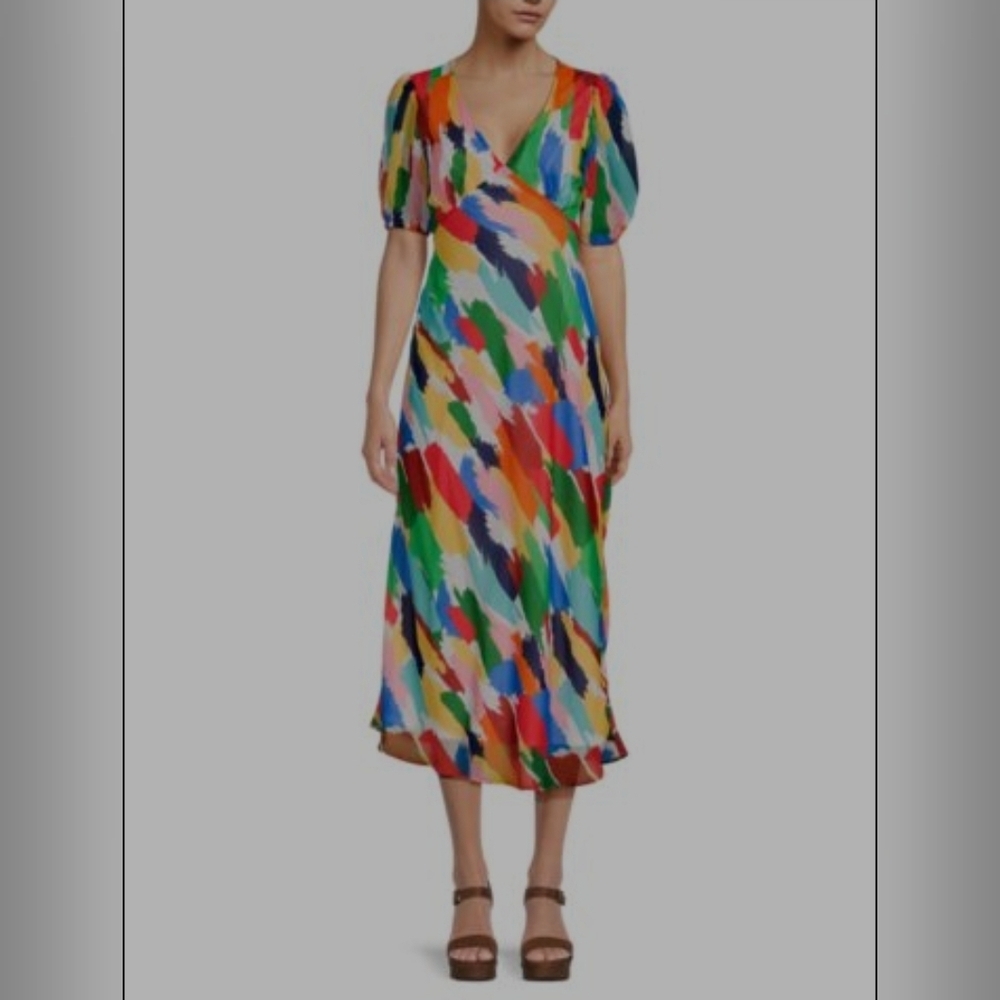 NWT Julia Jordan Multicolor Print Back Tie Midi Dress Size 14​​